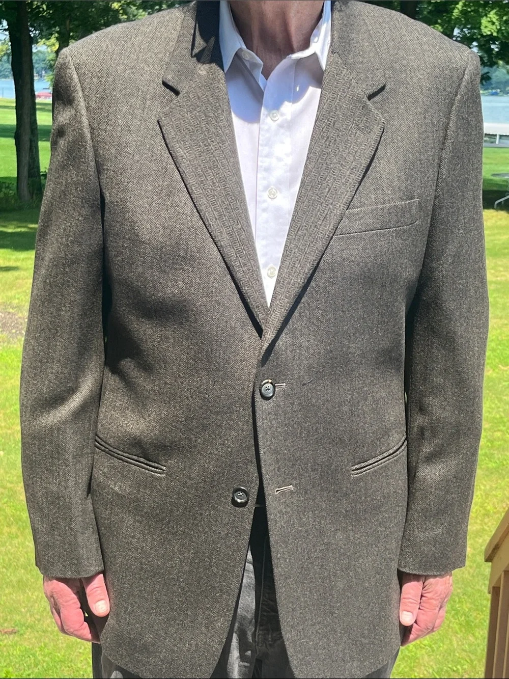 Y2K Club Room for Macy’s brown herringbone pattern sorts coat 44R